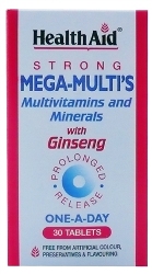 Health Aid Strong Mega Multivitamins and Ginseng Tablets 30